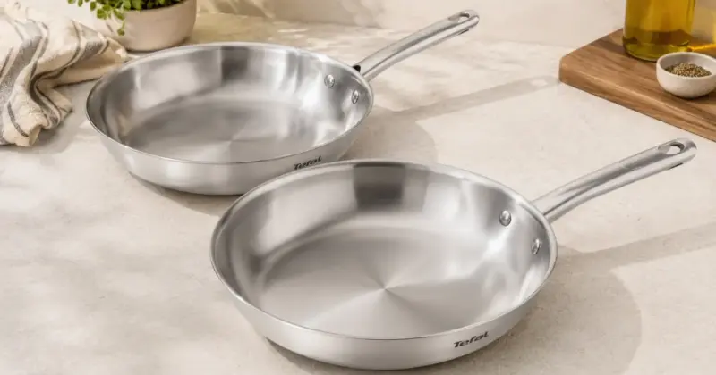 Set de 2 sartenes Tefal Duetto On en acero inoxidable con acabado dorado por 47,99 € y envío gratis