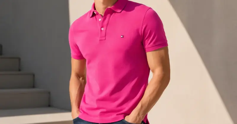 Polo Tommy Hilfiger 1985 para hombre en fucsia: elegante, ajustado y con un 56% de descuento