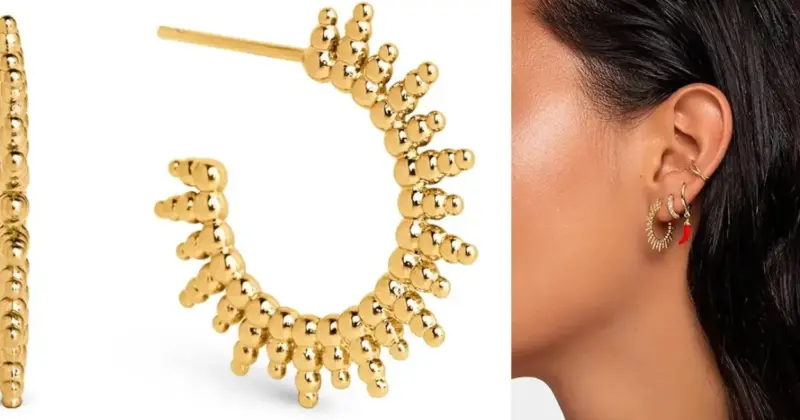 Pendientes SINGULARU Pebbles Sun bañados en oro 18K con 42% de descuento en Amazon