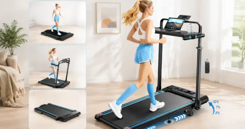 Cinta de correr plegable RUNIMON 6 en 1 con escritorio y 46% de descuento en Amazon