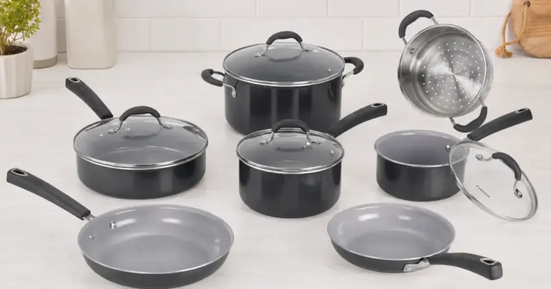 Set de Cocina Cuisinart Ceramica XT de 11 piezas con Antiadhente y 49% de Descuento en Amazon