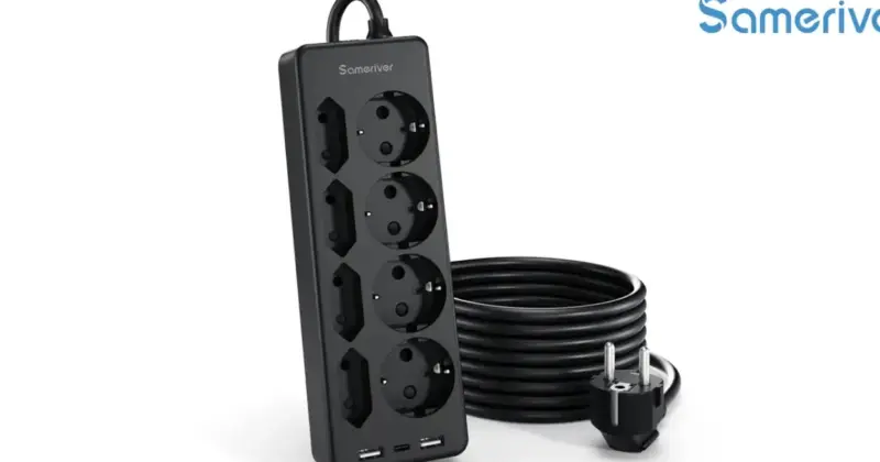 Regleta múltiple Sameriver con 8 tomas y puertos USB + USB-C a solo 15,33 € con 10% de descuento