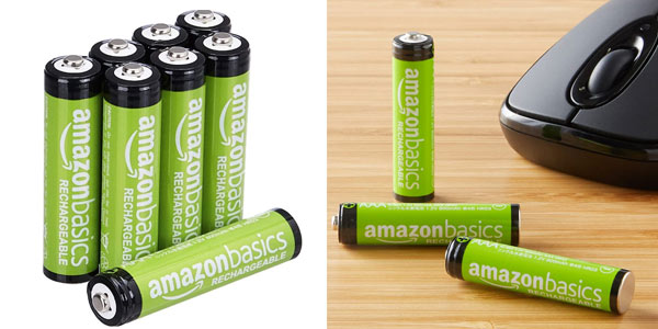 Pack x8 Pilas Recargables AmazonBasics AAA de 800 mAh con 10% de Descuento a Solo 8,30 €