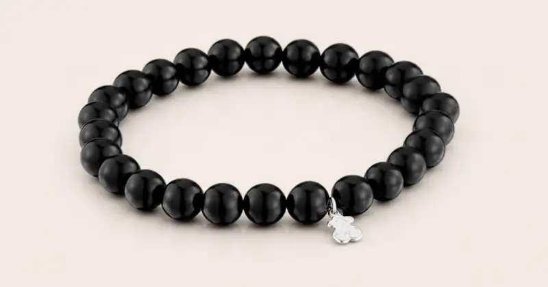 Pulsera TOUS Basics de azabache con charm de oso en plata 925 con 40% de descuento