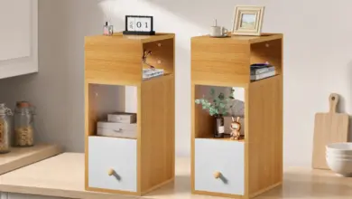 Pack de 2 Mesitas de Noche Ibuyke Estrechas con Cajón por 29,81€ - Ideal para Espacios Reducidos