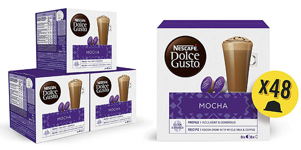 Oferta Pack 3 x 16 Cápsulas Nescafé Dolce Gusto Mocha: Café y chocolate a un precio irresistible