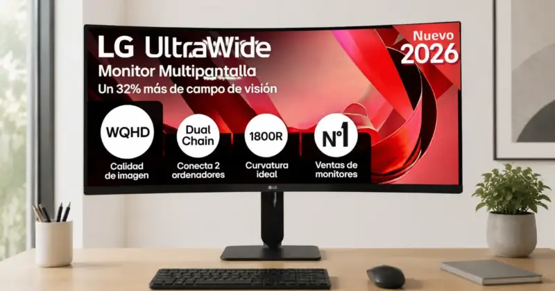 Monitor LG UltraWide 34U601B de 34" curvo y WQHD a sólo 199€ con un 13% de descuento