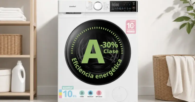Lavadora Comfee' 10 kg con eficiencia A y control inteligente por 369,99€ con 21% de descuento