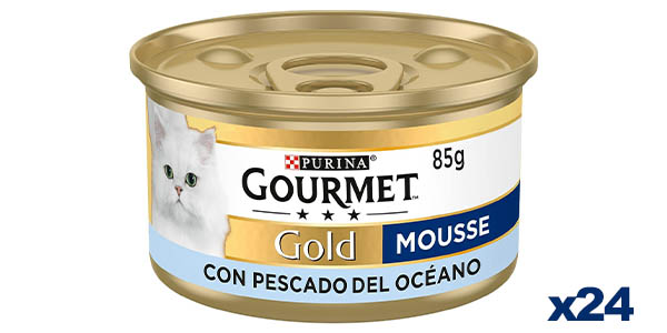 Pack x24 Purina Gourmet Gold Mousse con Pescado del Océano: calidad para tu gato al 30% de descuento por solo 13,79 €