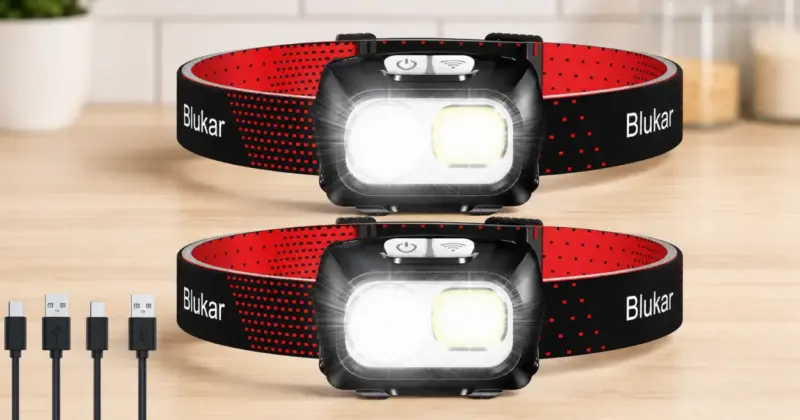 Pack x2 Linternas Frontales Blukar LED Recargables con Sensor de Movimiento por 15,46 € (-23%)