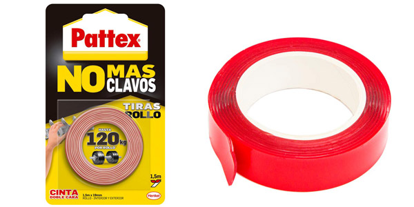 Cinta adhesiva de doble cara Pattex No Más Clavos: montaje fuerte sin taladro por solo 6,49 €