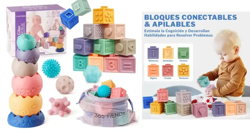 Set Montessori con 22 piezas de silicona para bebés: diversión y desarrollo por 14,99 € con 50% de descuento