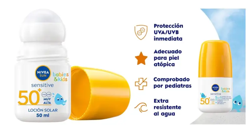 NIVEA SUN Babies & Kids Sensitive Roll-on FP 50+ con un 28% de descuento en Amazon