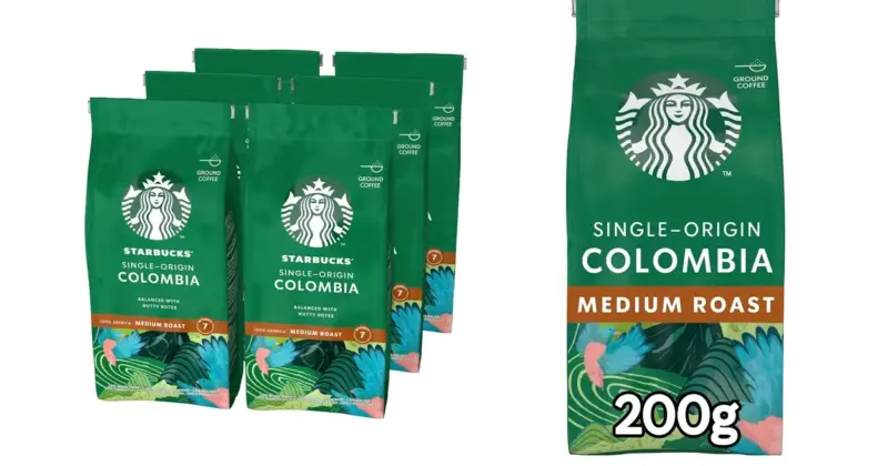 Pack 6 cafés molidos Starbucks Colombia 200 g: sabor intenso con 22% de descuento y envío gratis