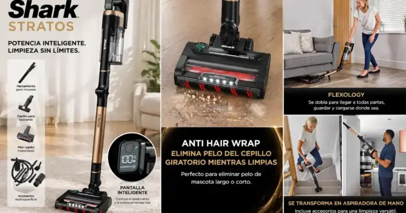 Aspiradora inalámbrica Shark Stratos con limpieza inteligente y hasta 60 minutos de autonomía a mitad de precio