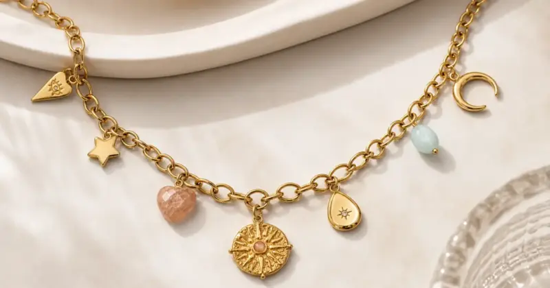Collar Singularu Multicharms Soleil con baño de oro 18kt y 28% de descuento en Amazon