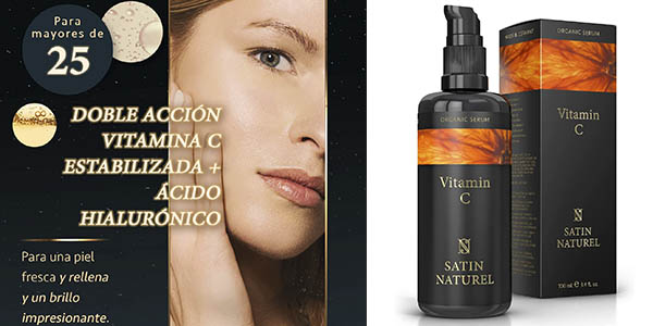 Sérum Facial Satin Naturel con Vitamina C, Ácido Hialurónico y Aloe Vera por 12,69 € con un 15% de Descuento