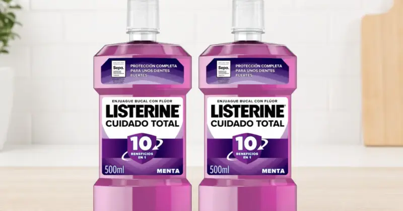 Listerine Cuidado Total 500 ml: 2 unidades con 10 beneficios y 12 h de protección por 7,90 € (-34%) en Amazon