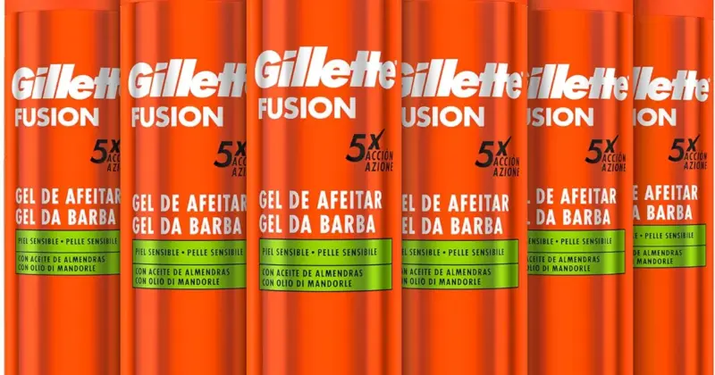 Pack x6 Gel Afeitado Gillette Fusion para Pieles Sensibles con Aceite de Almendras a Precio Rebajado
