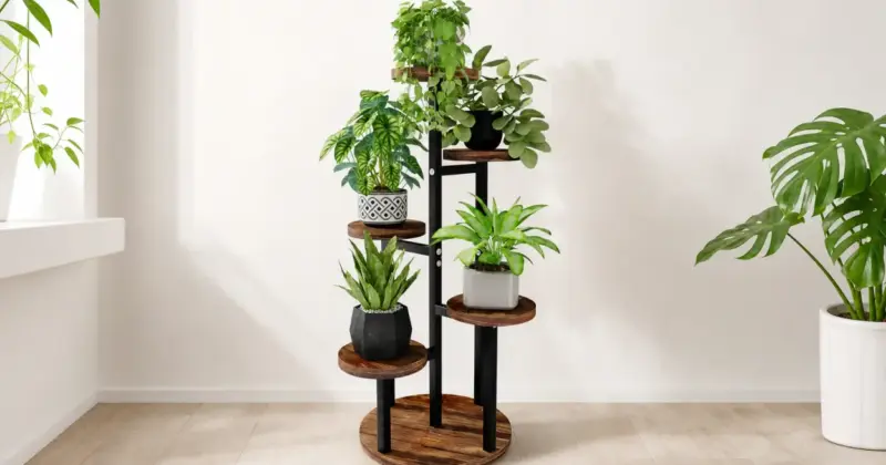 Estantería escalonada Bamworld de madera para plantas con 5 niveles y 39% de descuento