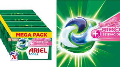 Pack Ariel Pods Sensaciones con 76 cápsulas: limpieza eficaz y fresco duradero al 33% de descuento