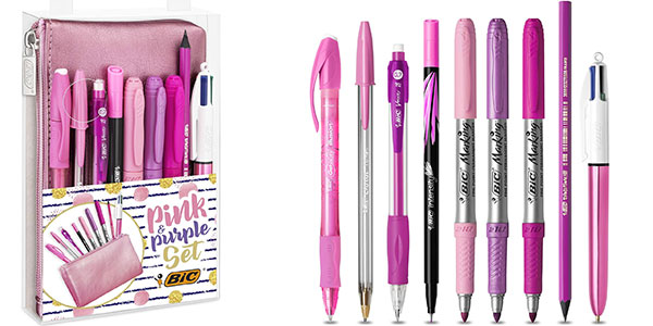 Set Bic Pink & Purple con 9 accesorios de escritura y estuche por 12,59 € con un 19% de descuento