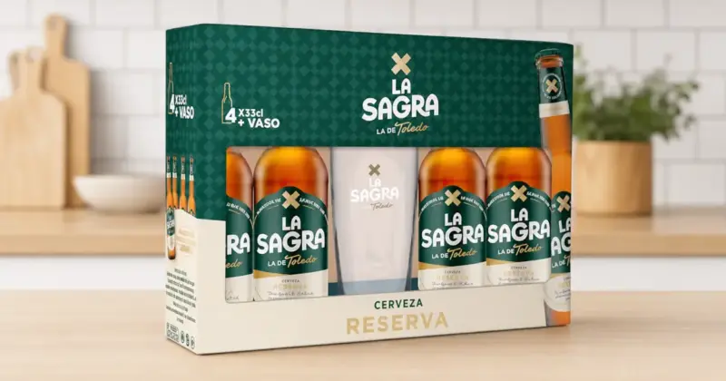 Pack 4 Cervezas La Sagra Doble Malta con vaso: sabor auténtico y 24% de descuento por solo 5,50 €