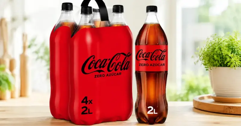 Pack x4 Coca-Cola Zero Azúcar 2L: Refresco sin calorías con un 30% de descuento por solo 5,66 €