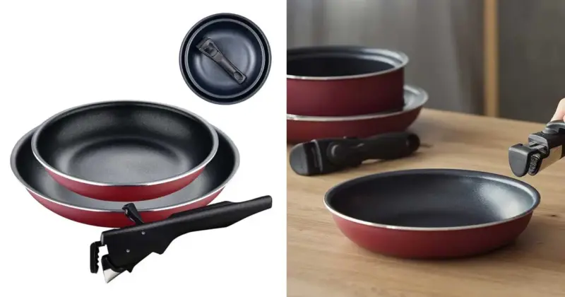 Juego de 3 sartenes Bergner Click & Cook Red Edition con mango extraíble por 17,05 € con 15% de descuento