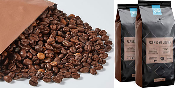Pack x2 Café en grano by Amazon Espresso Crema 500 g a solo 11€ con un 19% de descuento