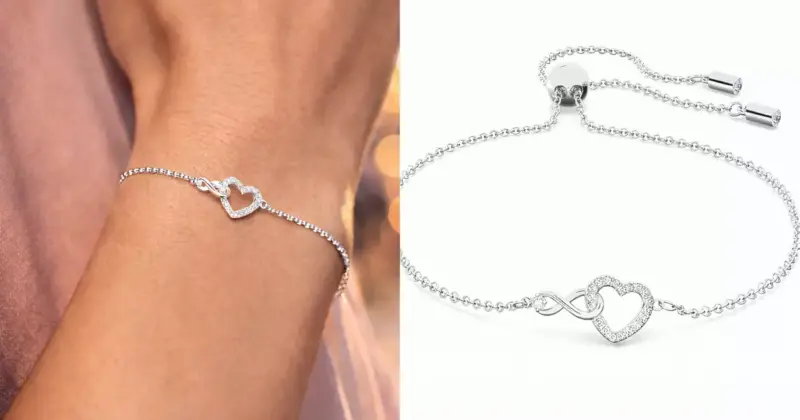 Pulsera Swarovski Hyperbola con símbolo corazón e infinito a un precio especial de 51,31 € con 42% de descuento