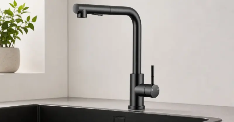 Grifo de cocina Hiqufet negro mate con brazo extraíble y doble modo de pulverización por 23,21€