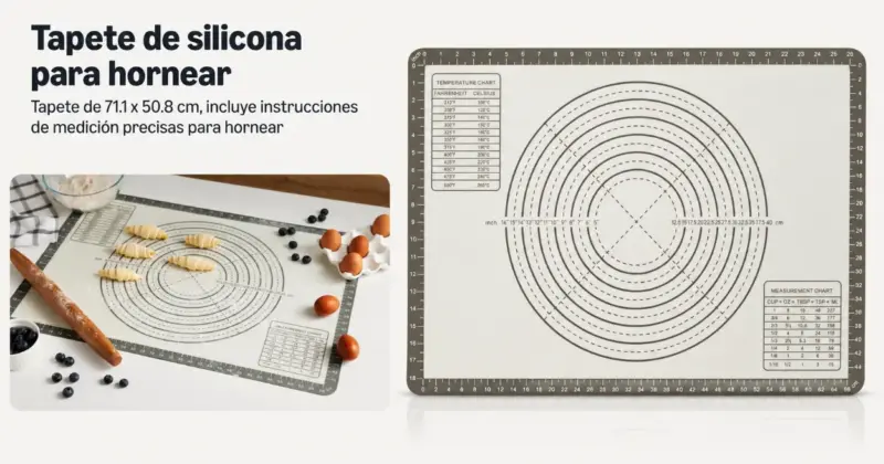 Tapete de silicona Amazon Basics extragrande con guías y superficie antiadherente por solo 9,58 €