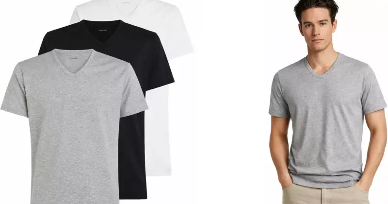 Pack de 3 camisetas de pico Calvin Klein para hombre con 30% de descuento y envío gratis por 34,95 €